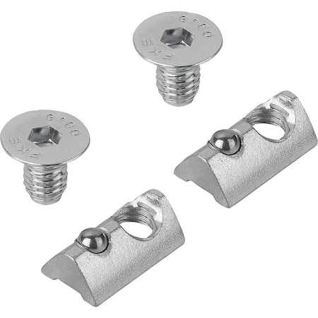 Kipp Fastening Set Type I, T-nut with bar, D=M06, Nb=6, Steel Electro Zinc-Plated K1044.06